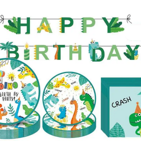 Dino Theme Birthday Party Tableware Set