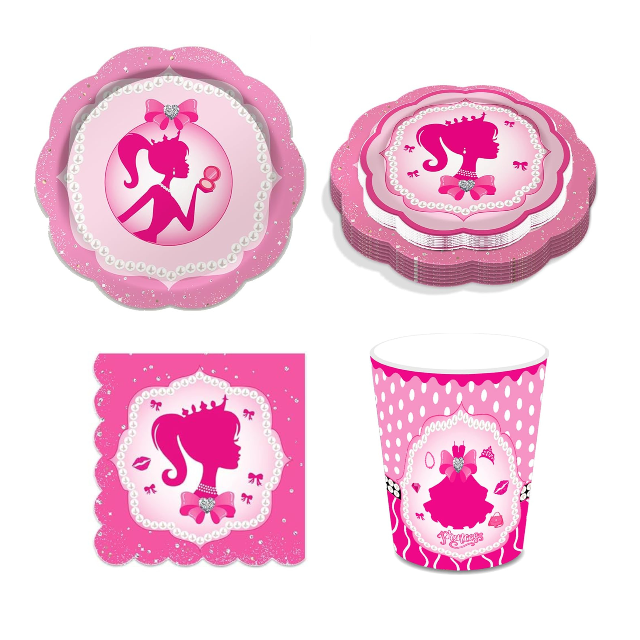 Hot Pink Girl Party Tableware Set