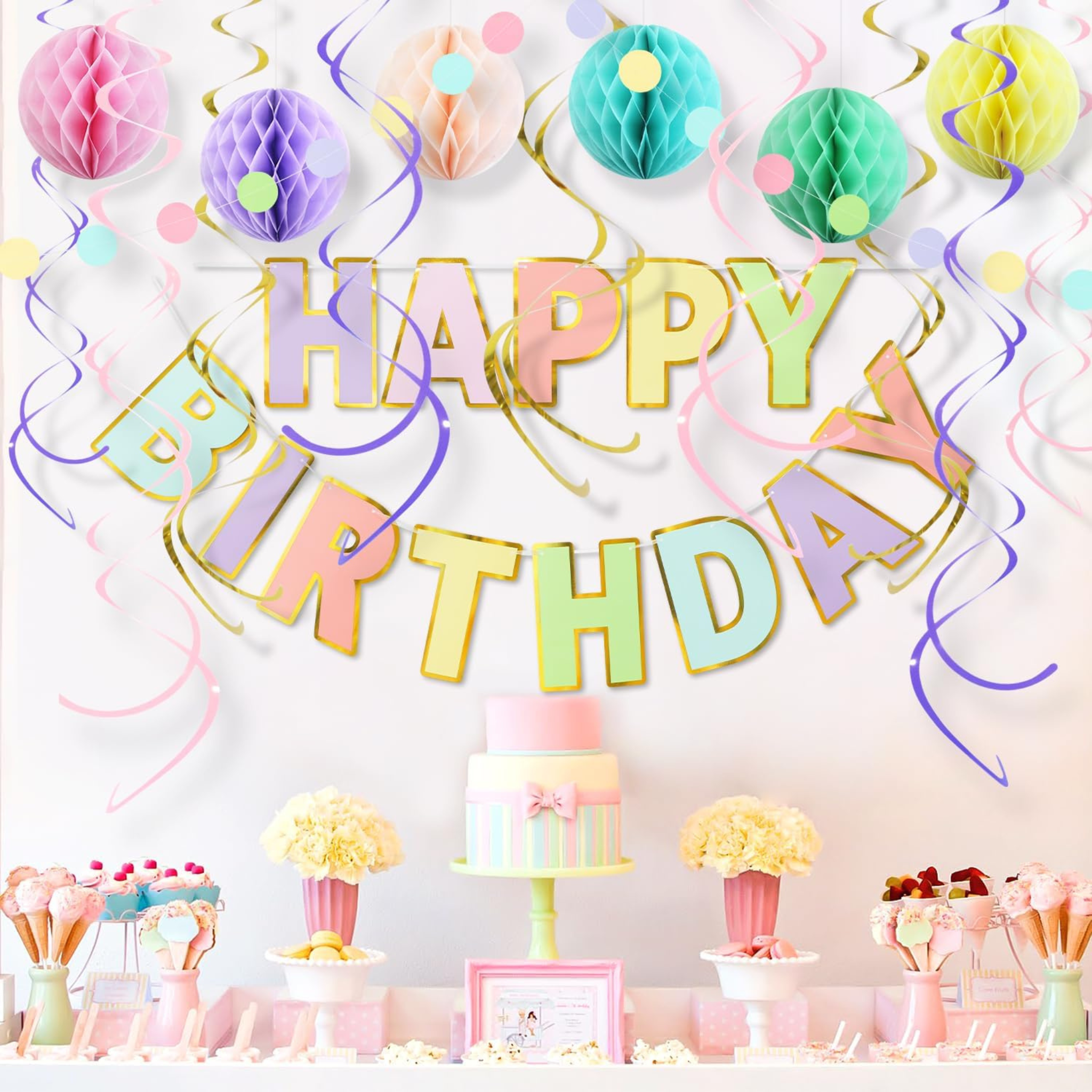 Birthday Party Hanging Paper Decorations Set