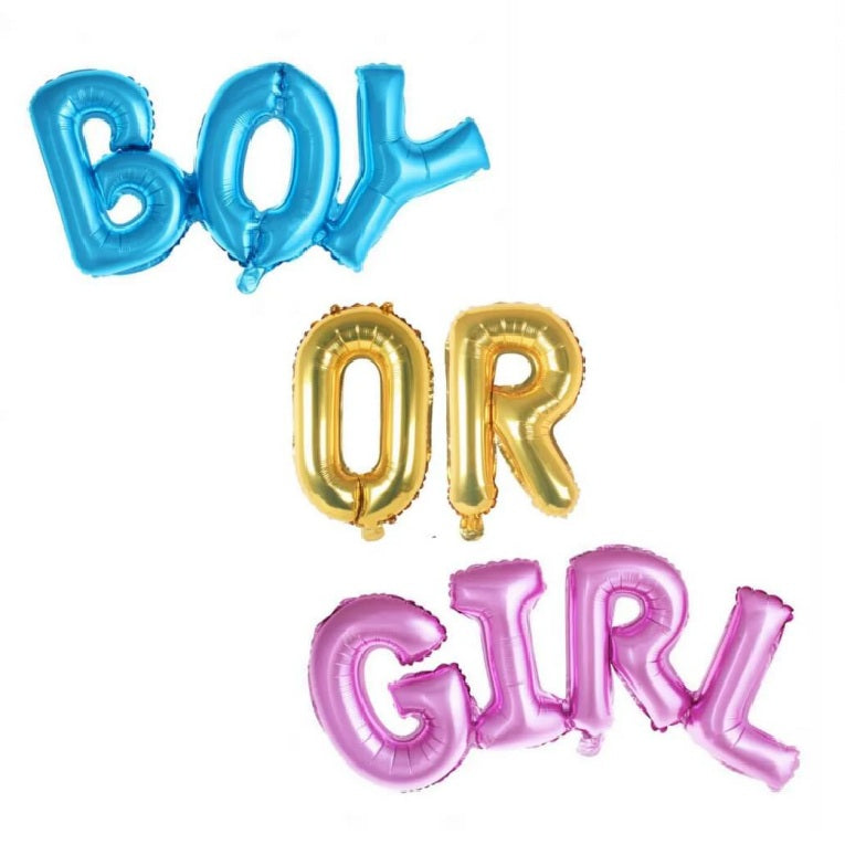 BOY OR GIRL Gender Reveal Foil Balloon Banner