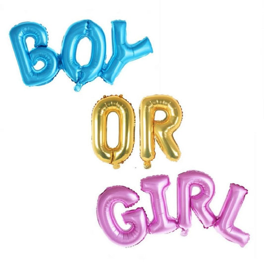 BOY OR GIRL Gender Reveal Foil Balloon Banner