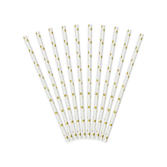 Golden Shimmer Paper Straws Set