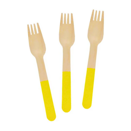Yellow Wooden Cutlery Set (Forks)