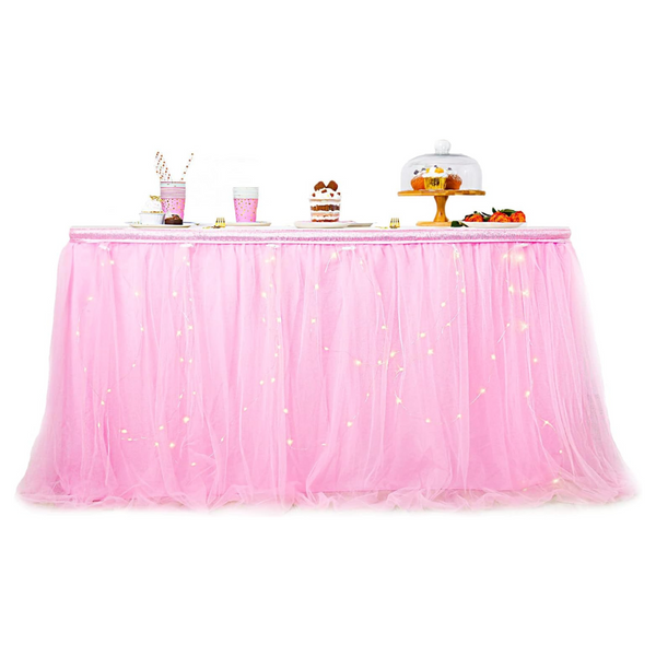 Ballerina Pink Tulle Table Skirts with LED Lights