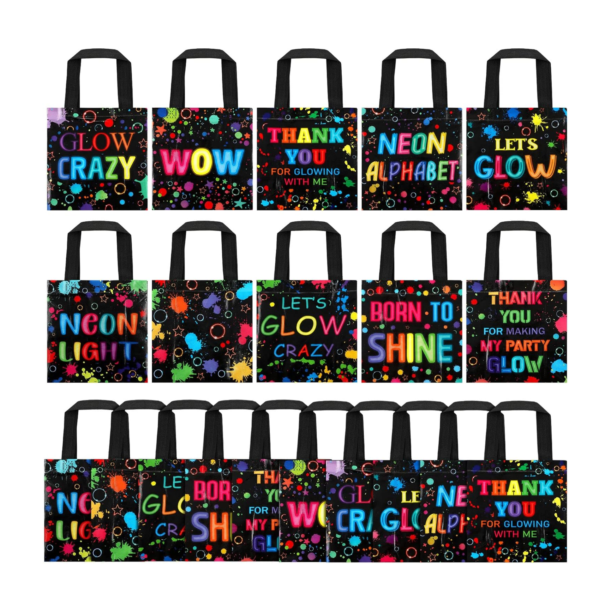 Neon Theme Party Favor Bags Set