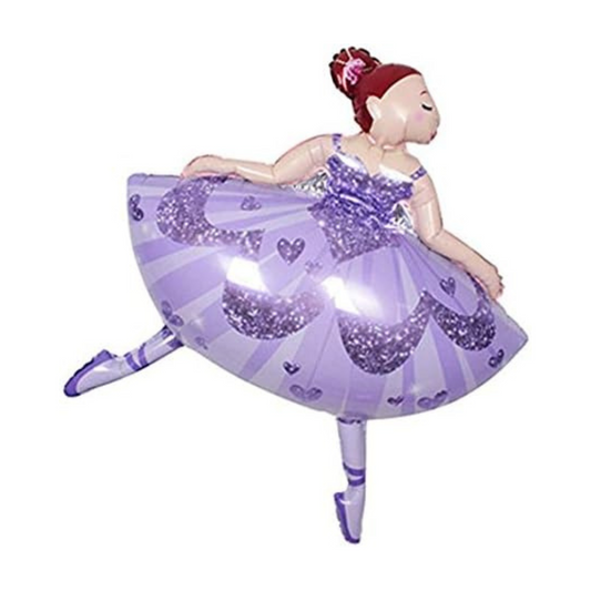 Ballerina Dancing Girl Shaped Foil Balloons (Purple)