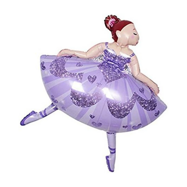 Ballerina Dancing Girl Shaped Foil Balloons (Purple)