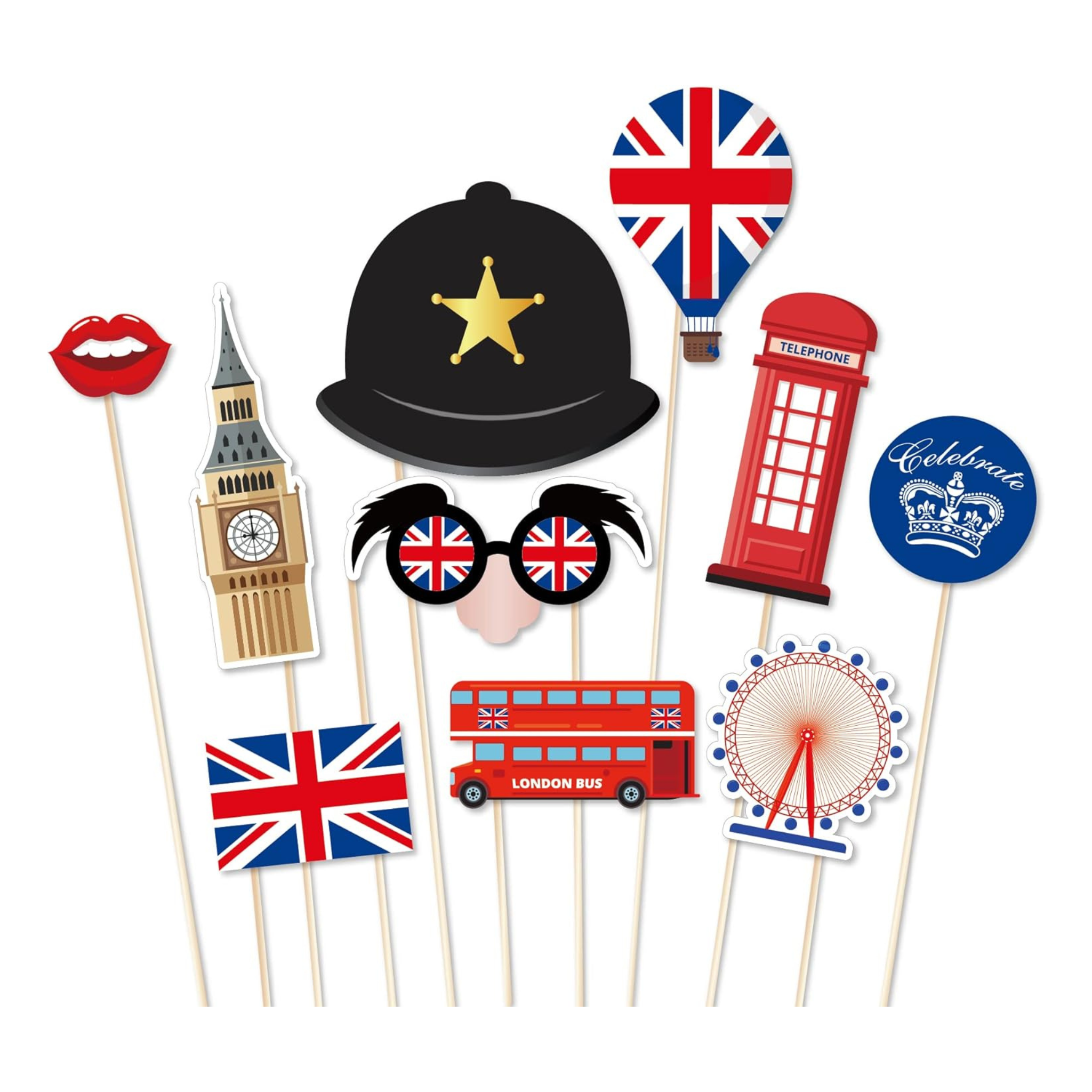 British Flag Photo Booth Props Set