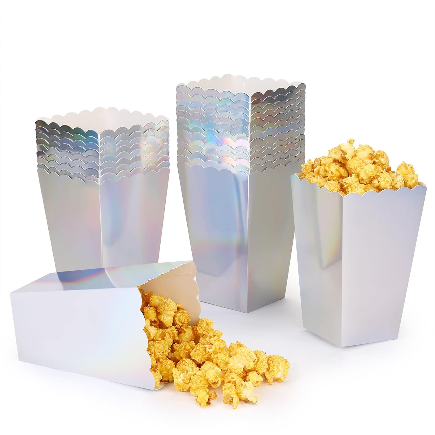 Holographic Pastel Iridescent Popcorn Boxes Set