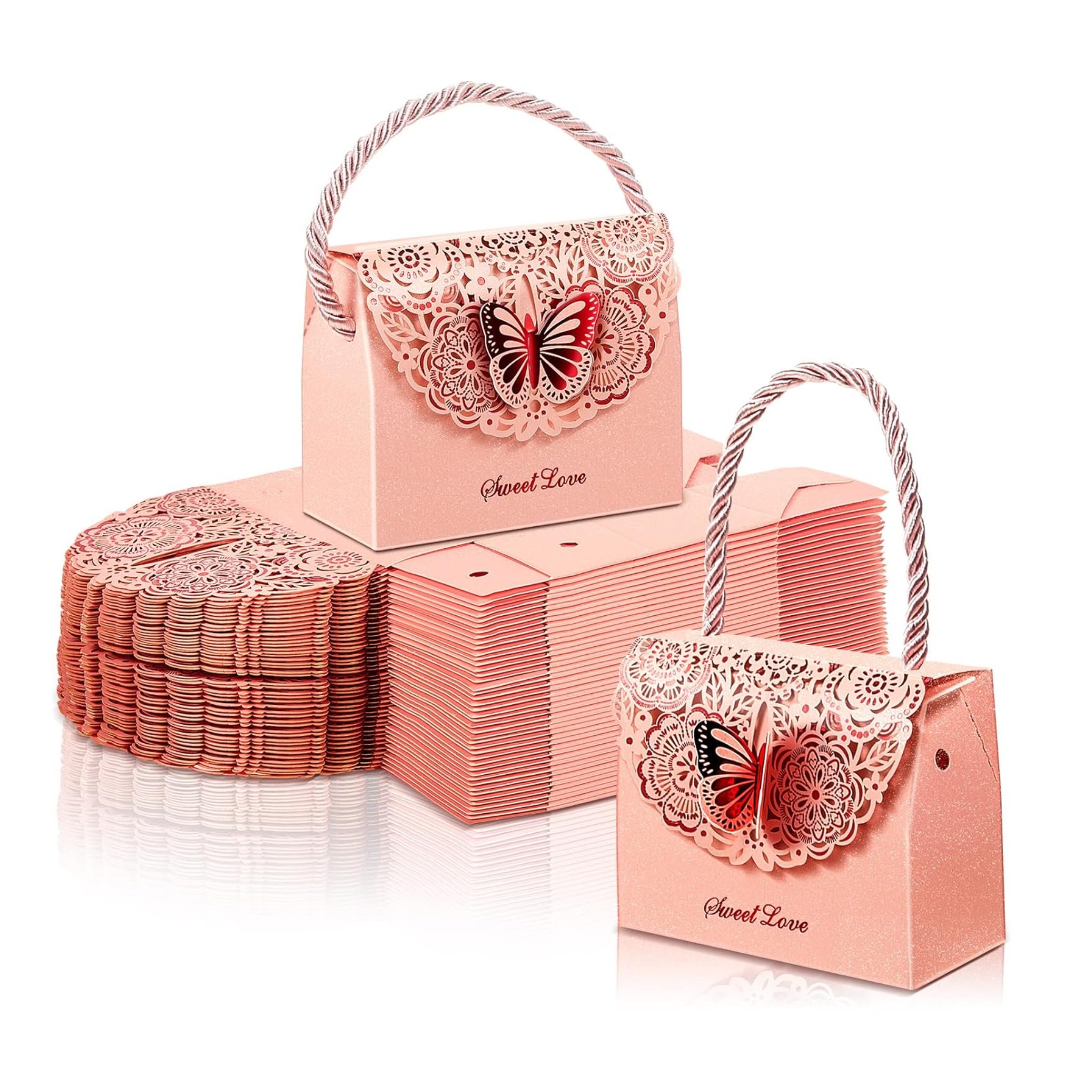 Butterfly Goodie Treat Bags & Bridal Shower Favor Boxes Set