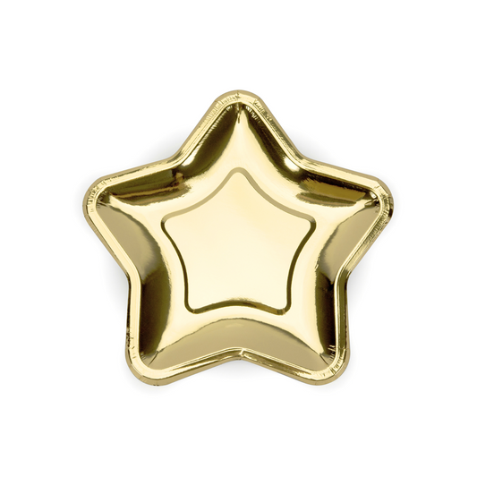 Metallic Gold Star Plates Set