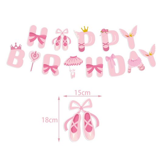 Pink Ballerina Theme Birthday Banner