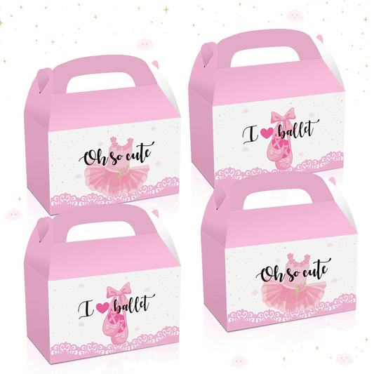 Pink Ballerina Party Goodie Favor Boxes Set