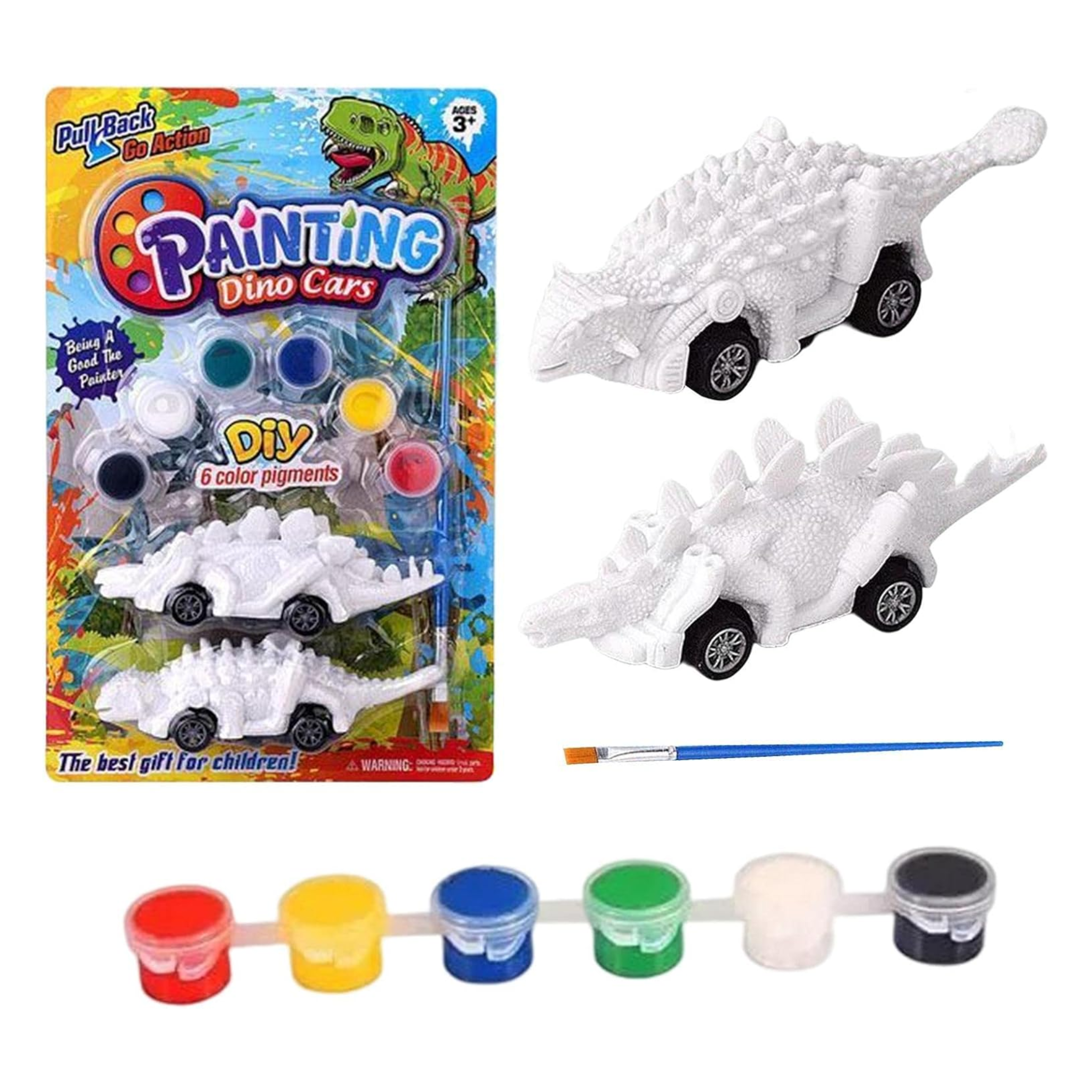 DIY TOYS Puzzle Painted Dinosaur PULL BACK CAR