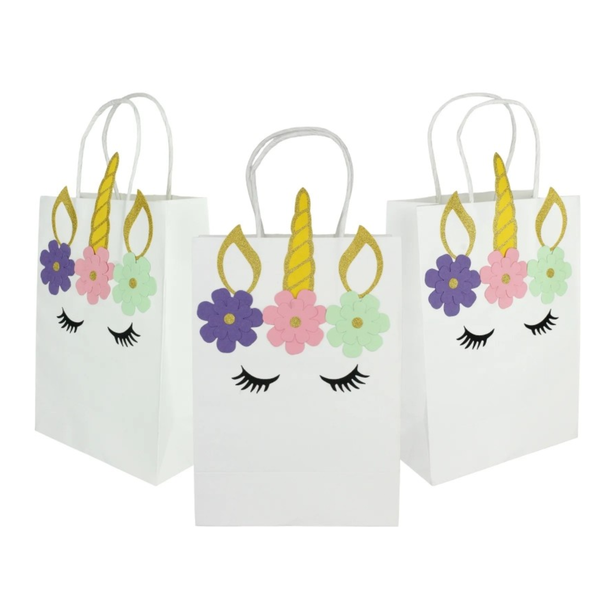 Gold Unicorn Paper Party Bags Set