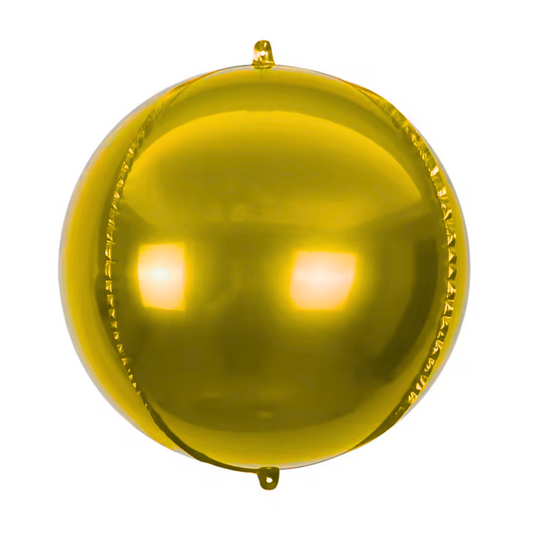 Helium 4D Round Orbz Foil Balloons 22 Inch (Gold)