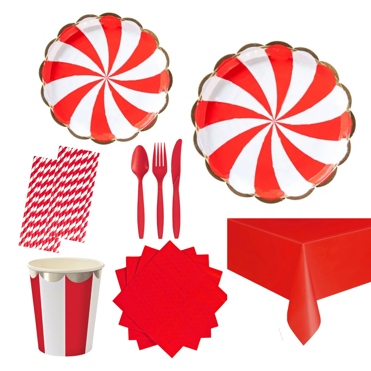 Red Swirl Tableware Set