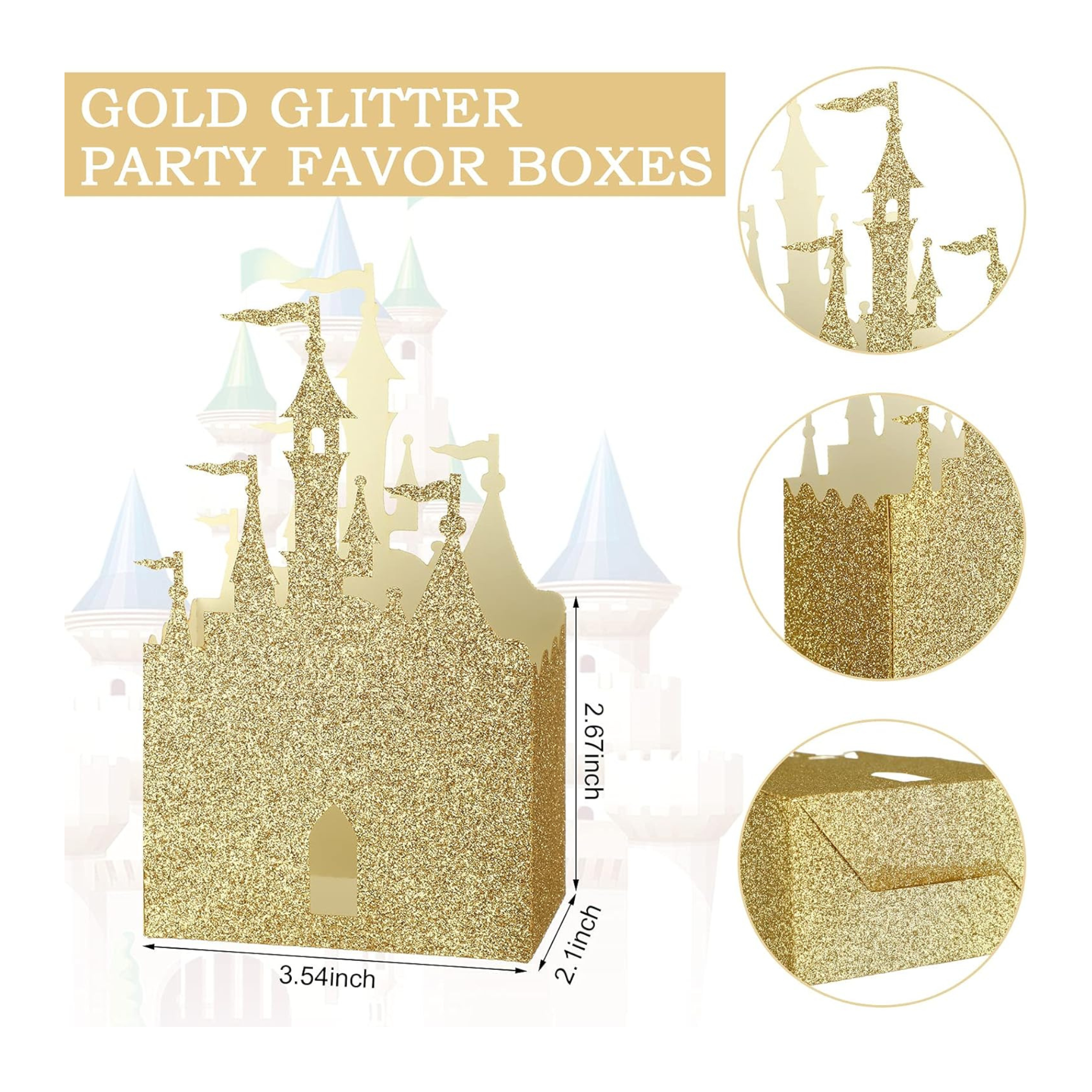 Golden Princess Party Favor Boxes Set