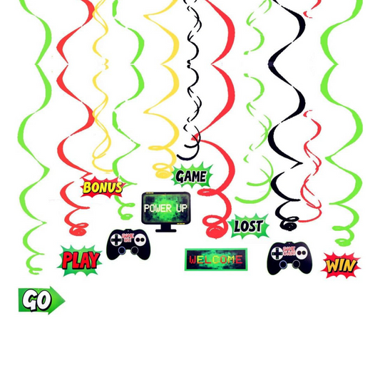 Game On Theme Party Swirl Banner