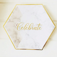 Load image into Gallery viewer, White Marble Pattern with Gold Stripe 10 Inch Paper Plates Set
