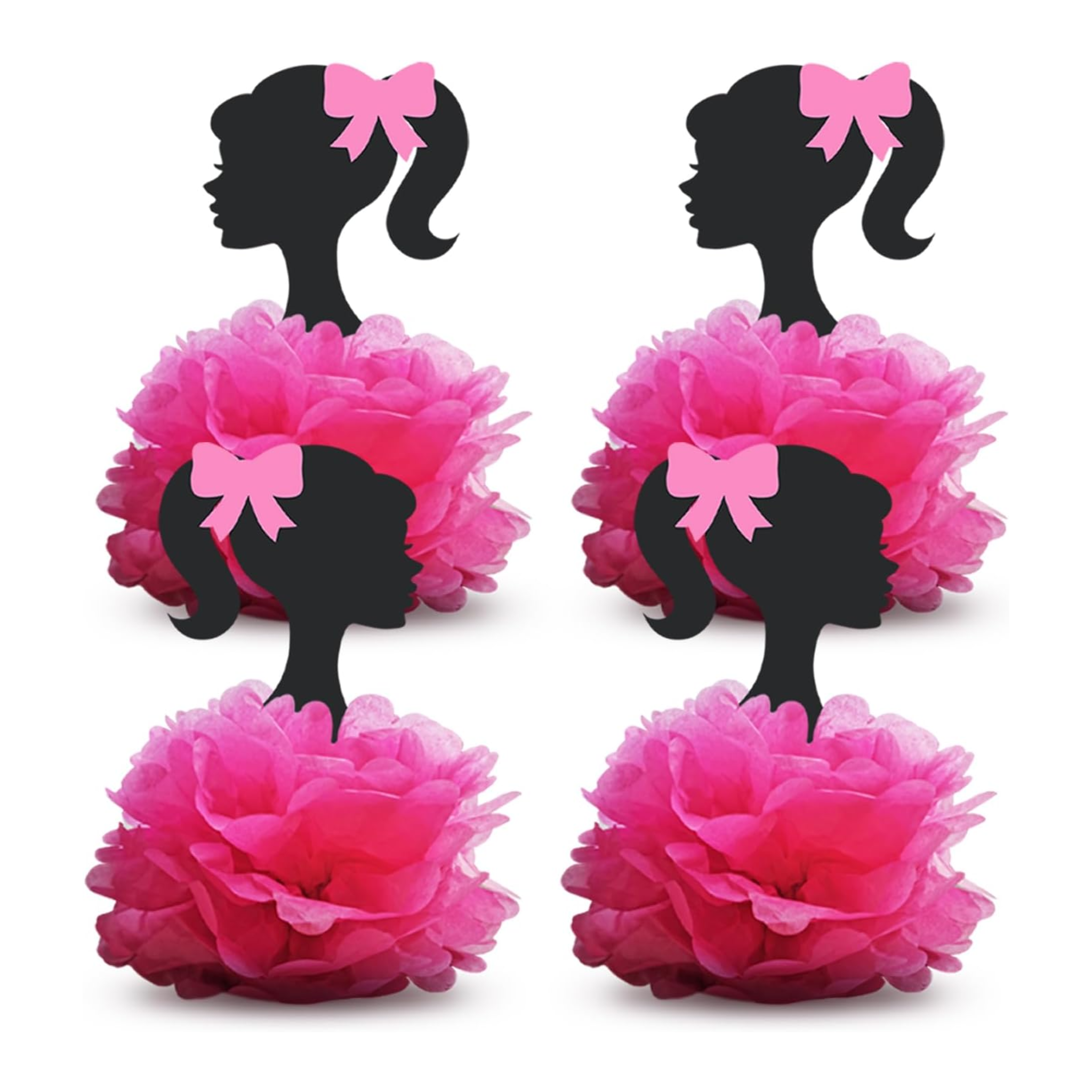 Barbie-Themed Paper Flower Centerpieces Set