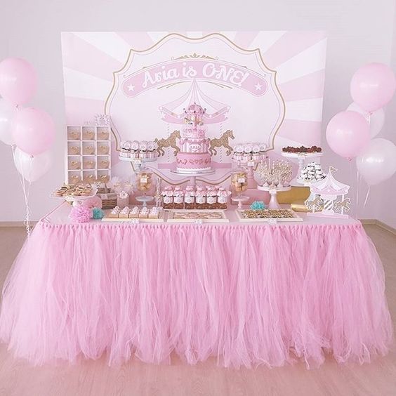 Carousel Theme Party Table Skirt