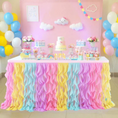 Load image into Gallery viewer, Candy Land Theme Rainbow Tulle Curly Willow Table Skirt
