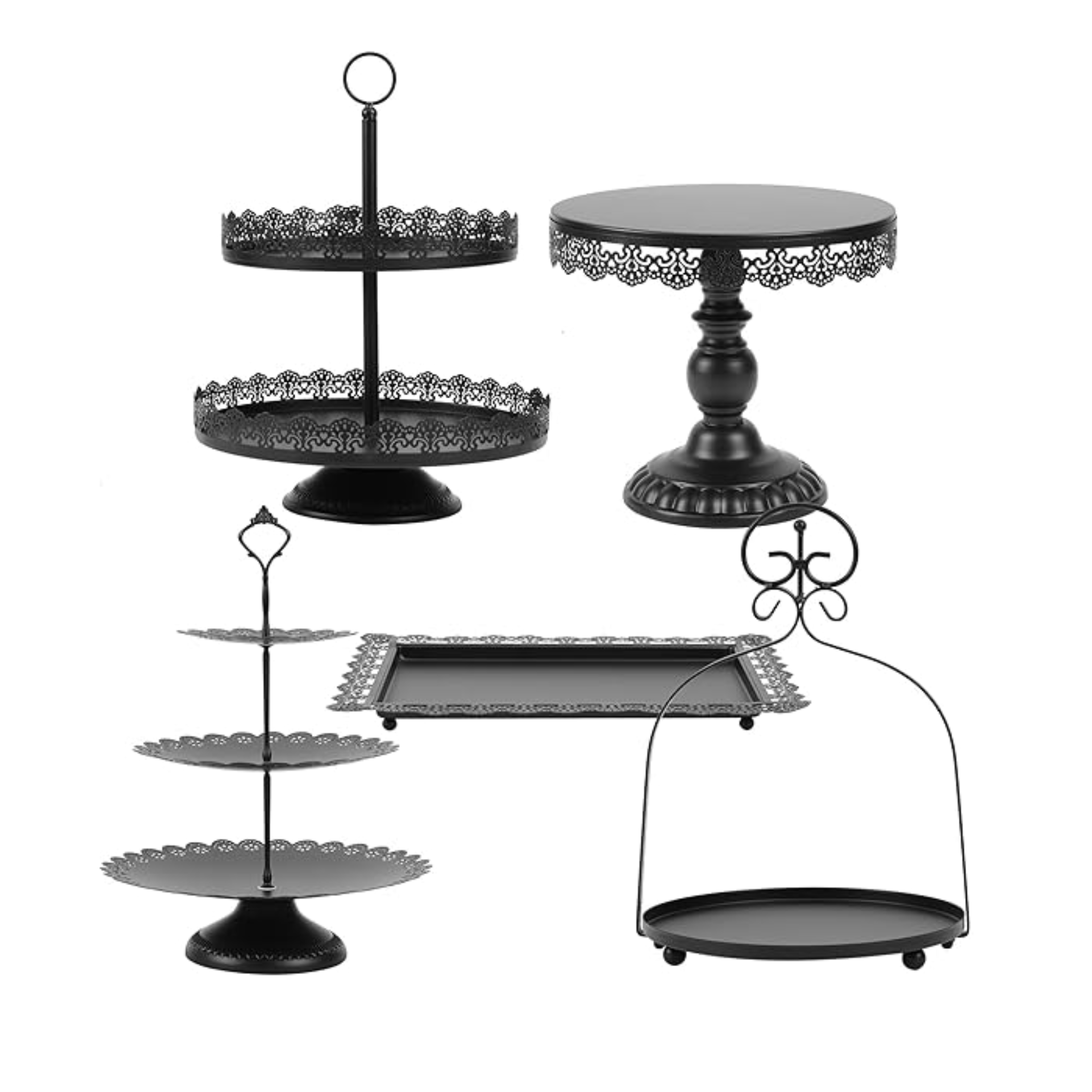 Gold and Black Metal Cake Stands Set – Ribbontique