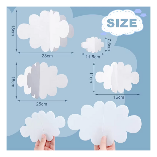 White 3D Clouds Decorations Paper