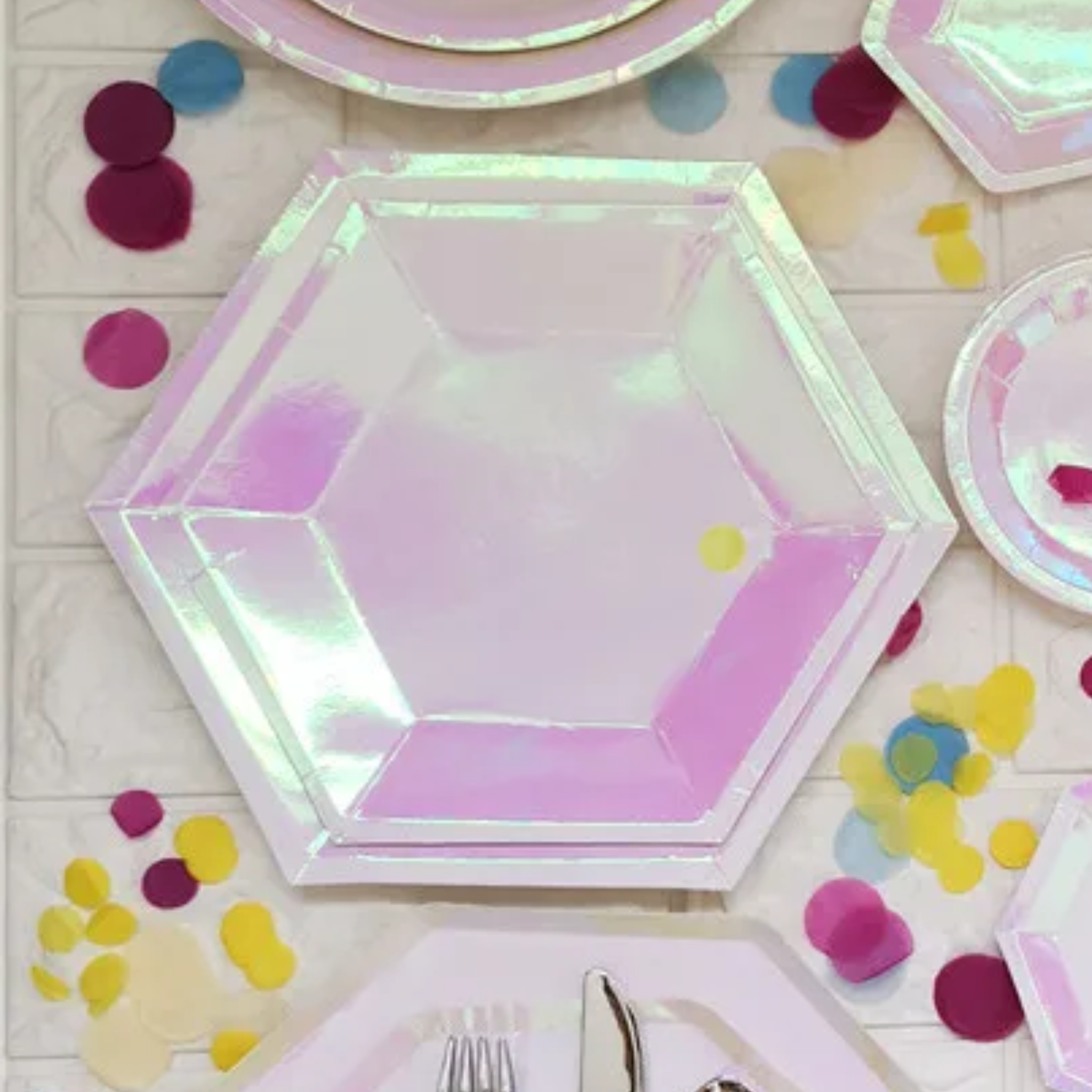 Pink Holographic Tableware Set