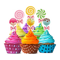 Load image into Gallery viewer, Candy Land Theme Party Cupcake Toppers Set
