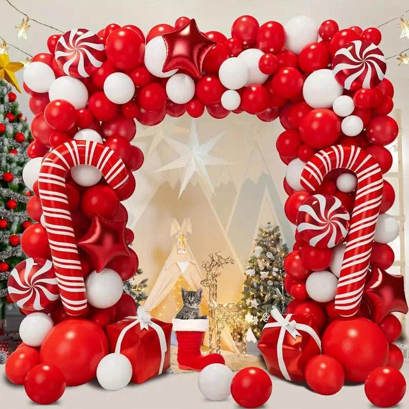 Christmas Candy Cane Balloon Garland