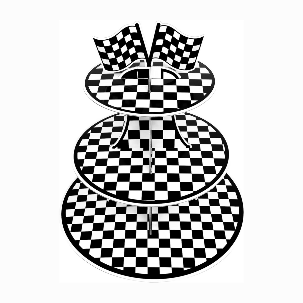 3-Tier Racing Car Theme Round Cardboard Cupcake Stand