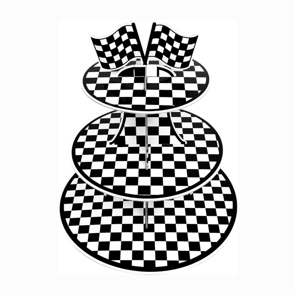 3-Tier Racing Car Theme Round Cardboard Cupcake Stand