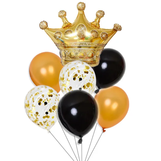 Large Gold Crown Foil Balloon Sets
