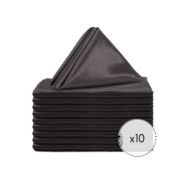 Black Satin Chic Cloth Napkins Set