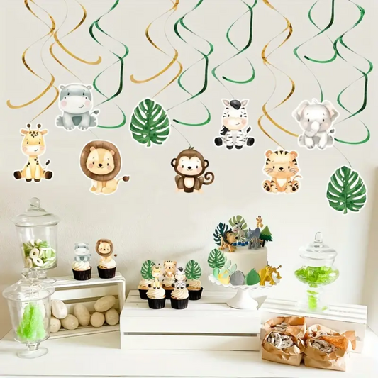 Jungle Safari Animal Hanging Swirl Decoration Sets