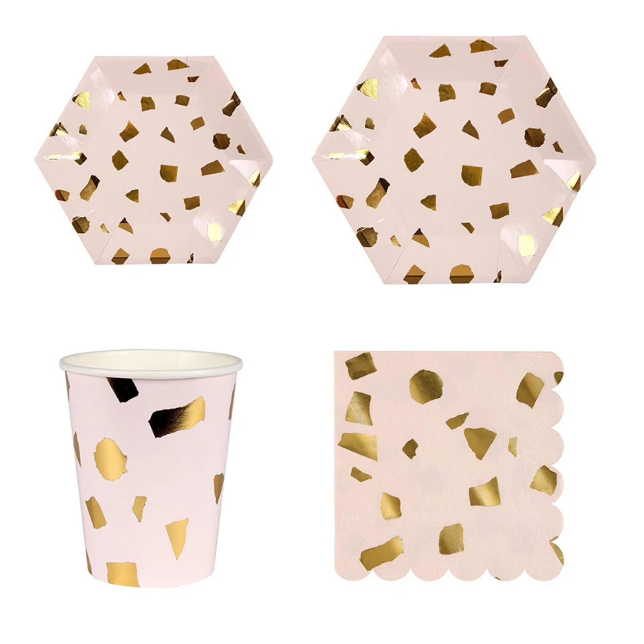 Rose Gold Foil Terrazzo Tableware Set