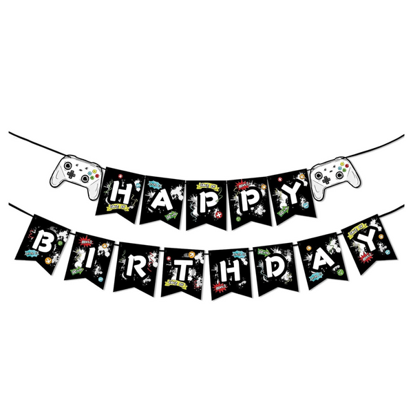Black Gaming Theme Birthday Banner