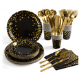 Load image into Gallery viewer, Gold and Black Theme Party Dinnerware Set
