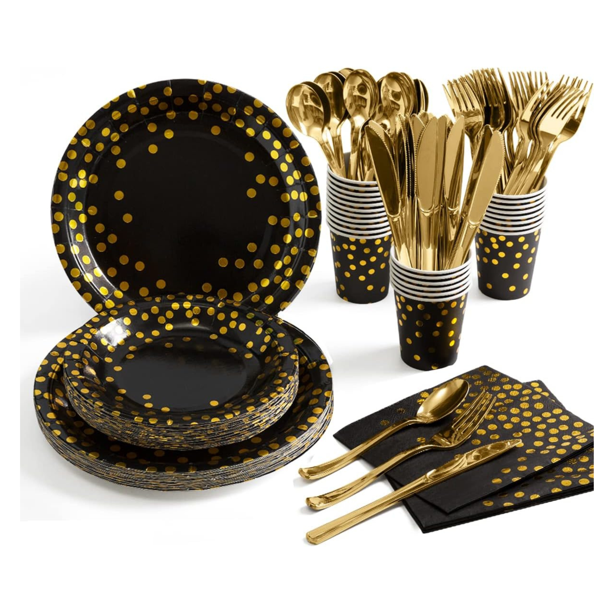 Gold and Black Theme Party Dinnerware Set