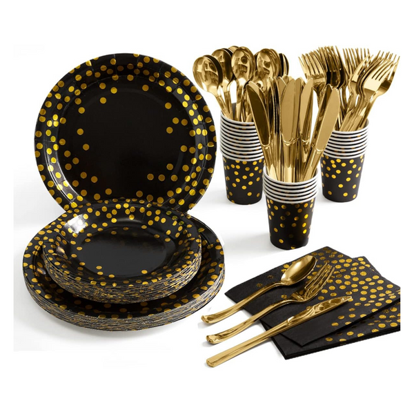 Elegant Black Theme Party Dinnerware Set