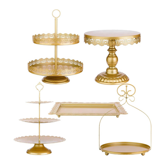 Gold Metal Dessert Cake Stand Set