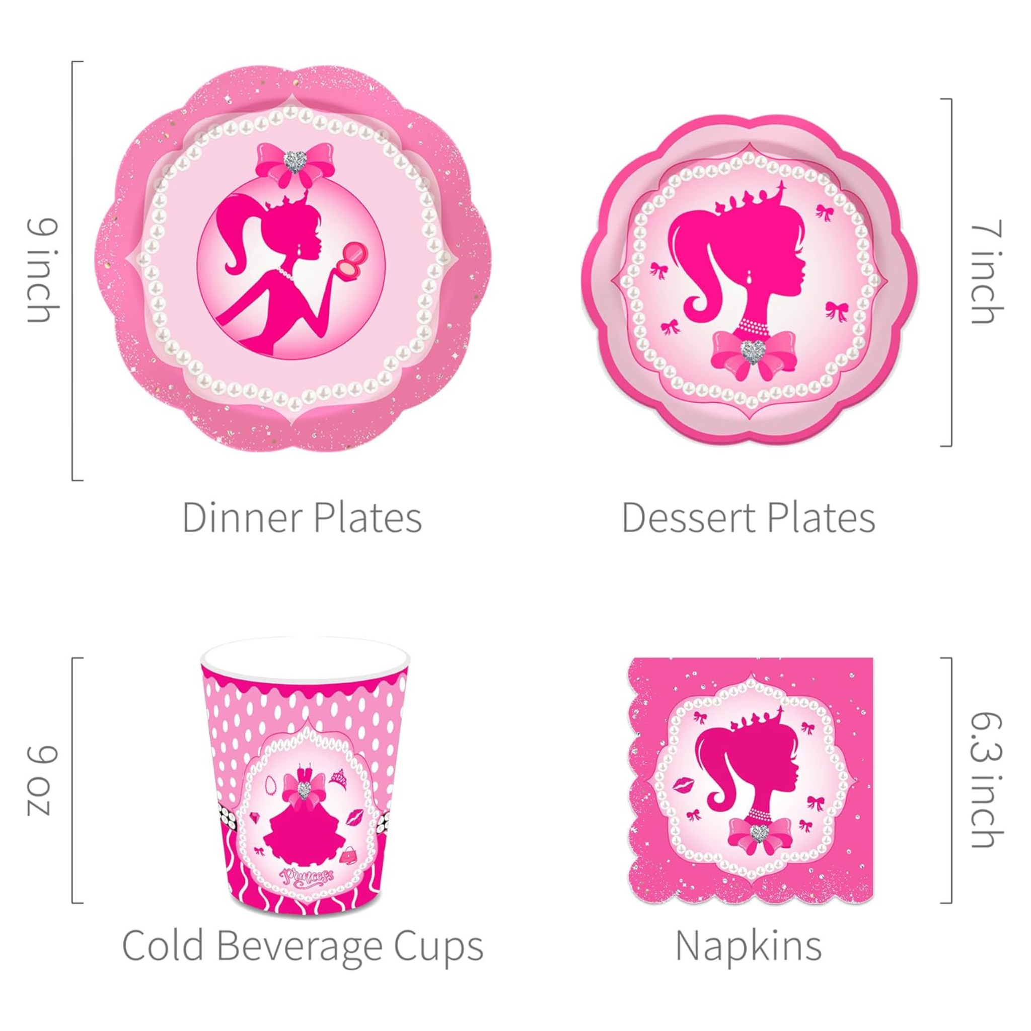 Hot Pink Girl Party Tableware Set