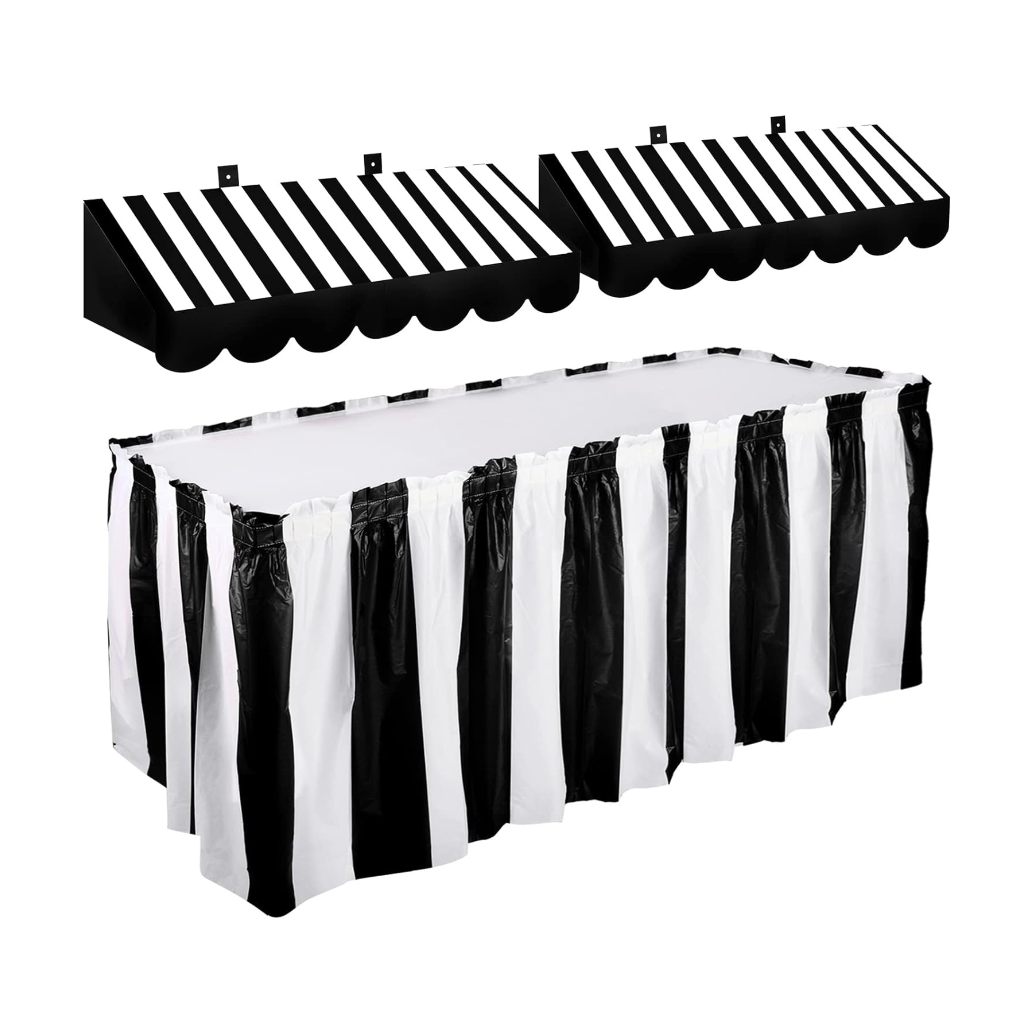 Paris Theme Black & White Stripe Table Skirts