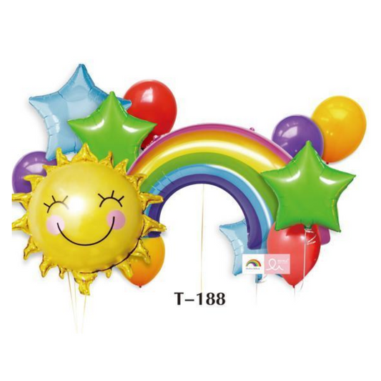 Smiley Rainbow Foil Balloons Set