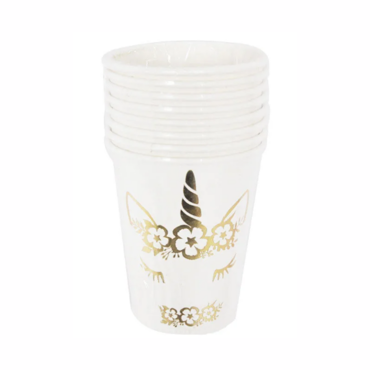Golden Unicorn Theme Paper Cups Set