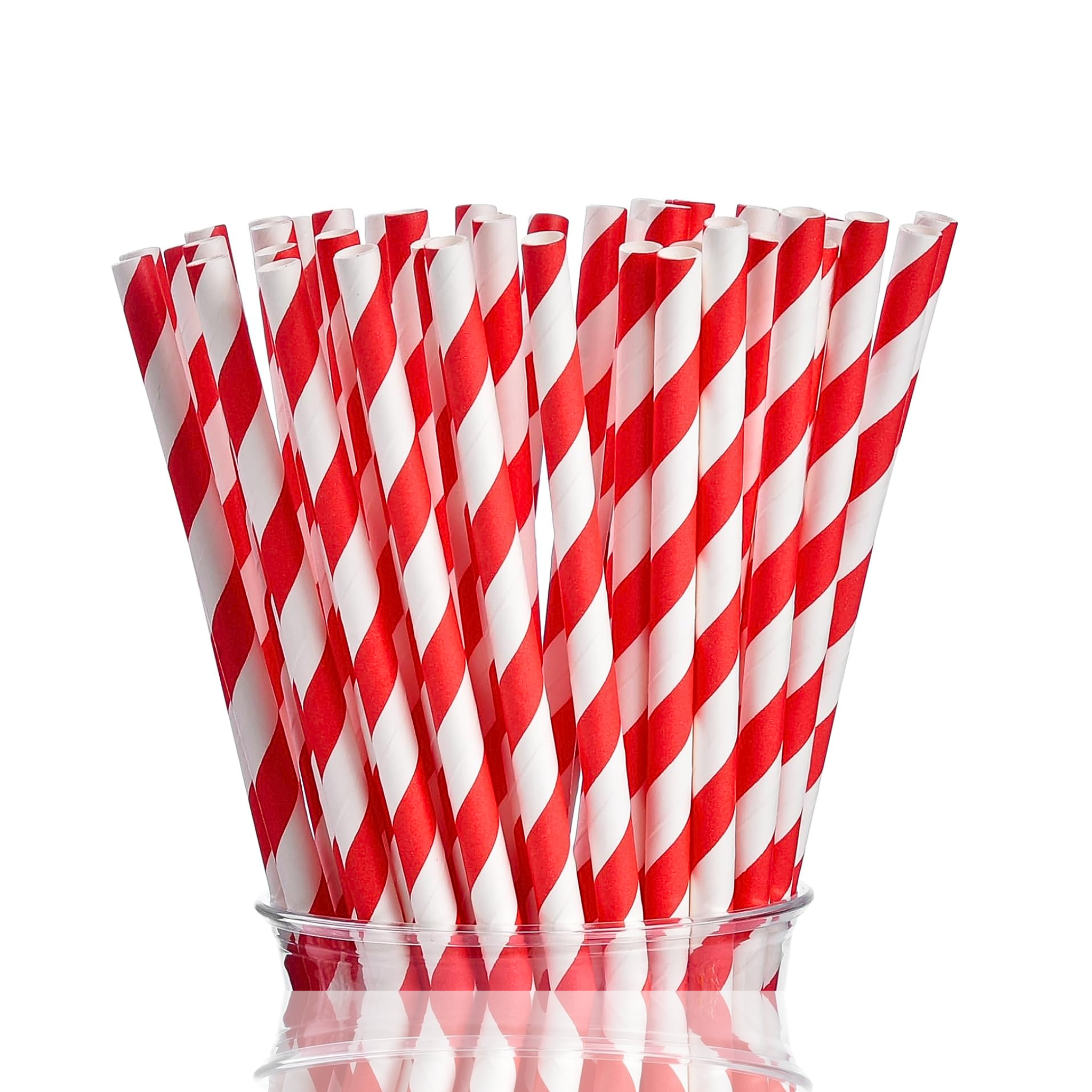 Red Swirl Paper Straws Set