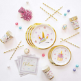 Load image into Gallery viewer, Gold Unicorn Theme Tableware Set
