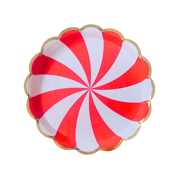 Red Swirl 9 Inch Paper Plates Set